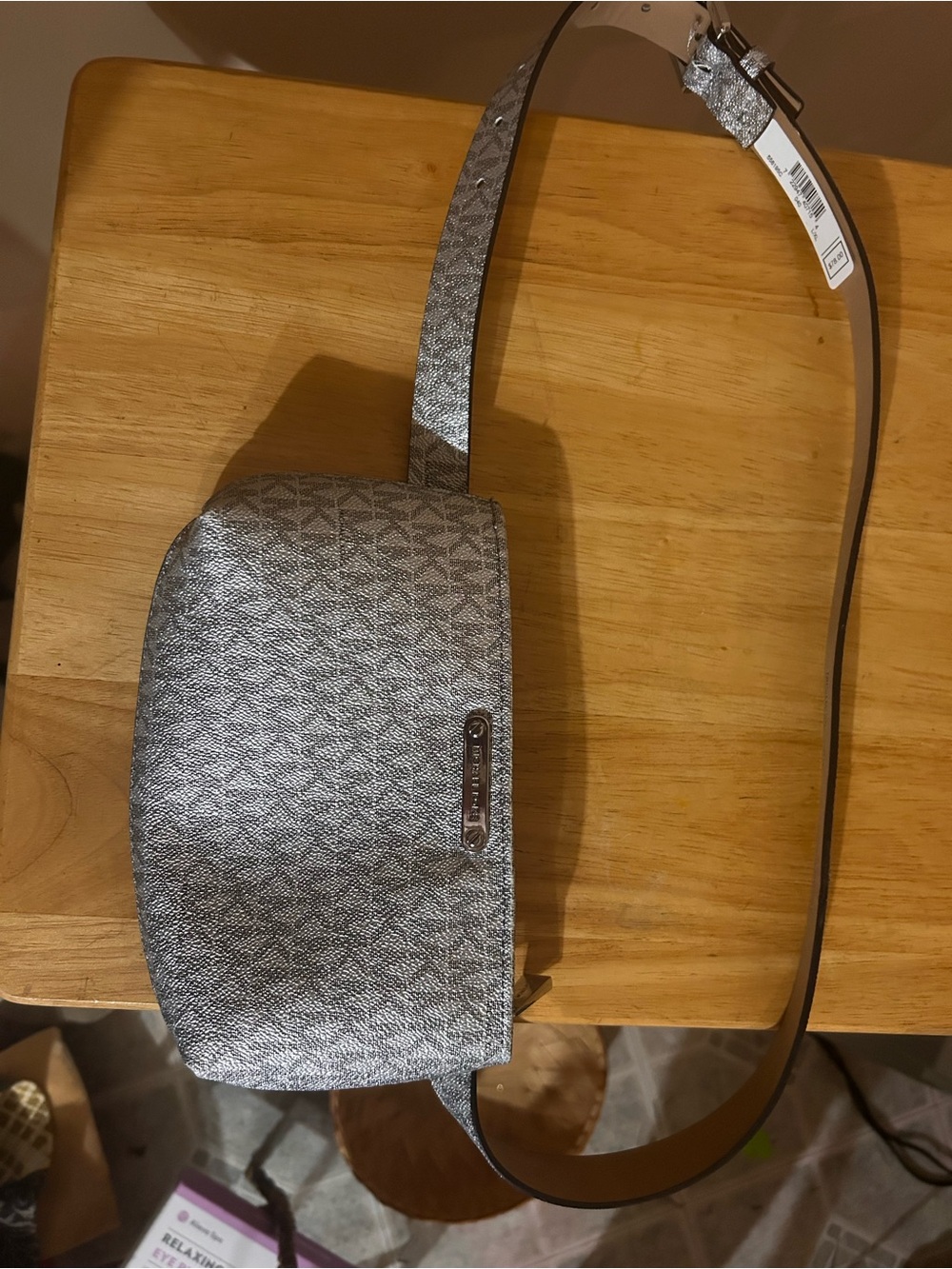 Silver Crossbody Belt Bag - Metallic Gray Waist Pouch